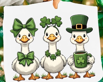 St Patrick’s Day Goose PNG | Just A Lucky Goose Design | Shamrock Irish Goose Shirt Graphic | Digital Download