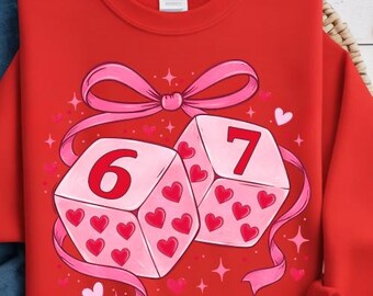 Six Seven Valentine PNG | Dice 6 7 Valentine Design | Preppy Playing Cards Valentine PNG | Digital Download