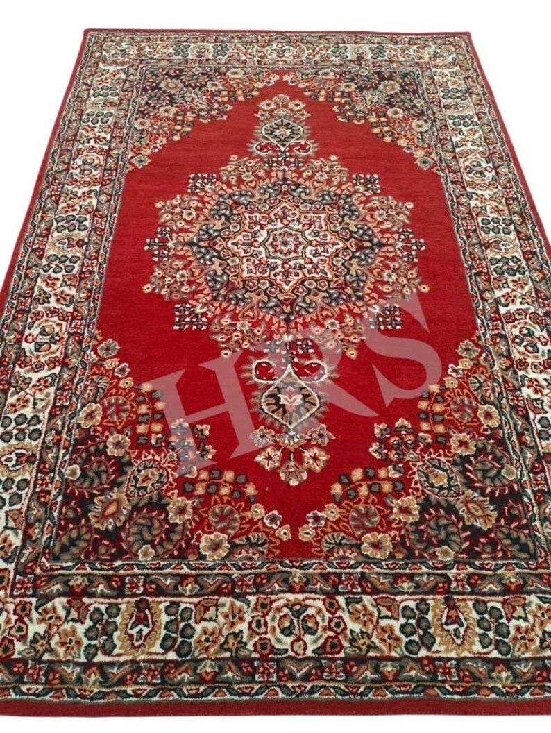 Royal Persian Style Hand Tufted Rug, Red Floral Medallion Luxury Wool ...