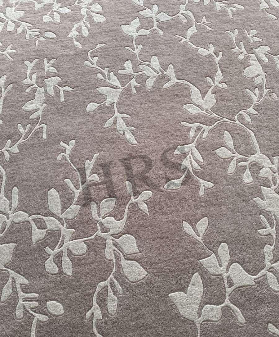 Hand Tufted Wool Rug, Elegant Vine Leaf Pattern Rug, Neutral Taupe ...