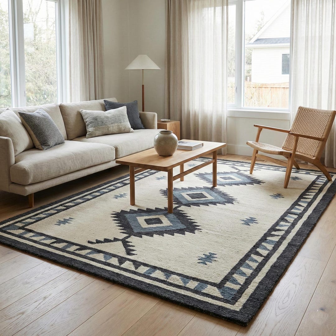 Town Rug Pattern Chair Modern Southwestern Geometric Rug, Handmade Rustic Tribal Pattern Area ...