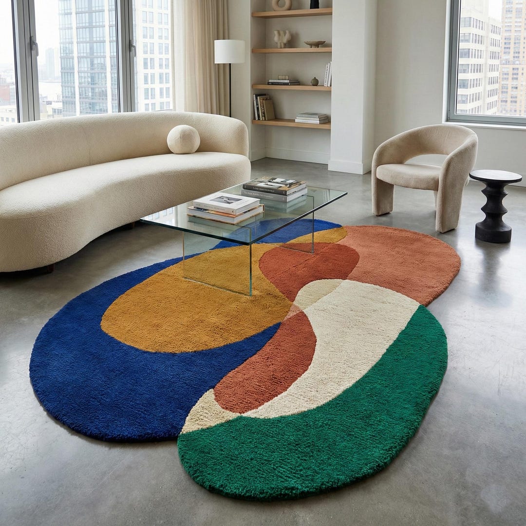 Modern Abstract Area Rug, Handmade Organic Shape Rug, Contemporary ...