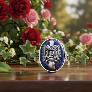 Bague en lapis lazuli naturel en argent sterling 925, bague Daylight de Damon Salvatore, bague Vampire Diaries,