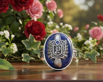 Bague en lapis lazuli naturel en argent sterling 925, bague Daylight de Damon Salvatore, bague Vampire Diaries,