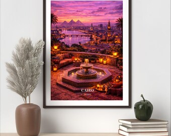 Cairo Travel Poster, Cairo Print, Egypt Poster, Egypt Wall Art, Travel Gift, Vintage Cairo, Pyramids Art, Egyptian Decor