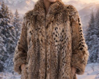 Elegante abrigo de piel sintética con estampado de leopardo: ropa de abrigo de invierno para mujer