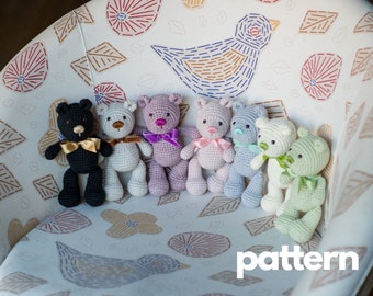 SCHEMA per un piccolo orsacchiotto, tutorial PDF per amigurumi all'uncinetto, download immediato, stampabile, in inglese