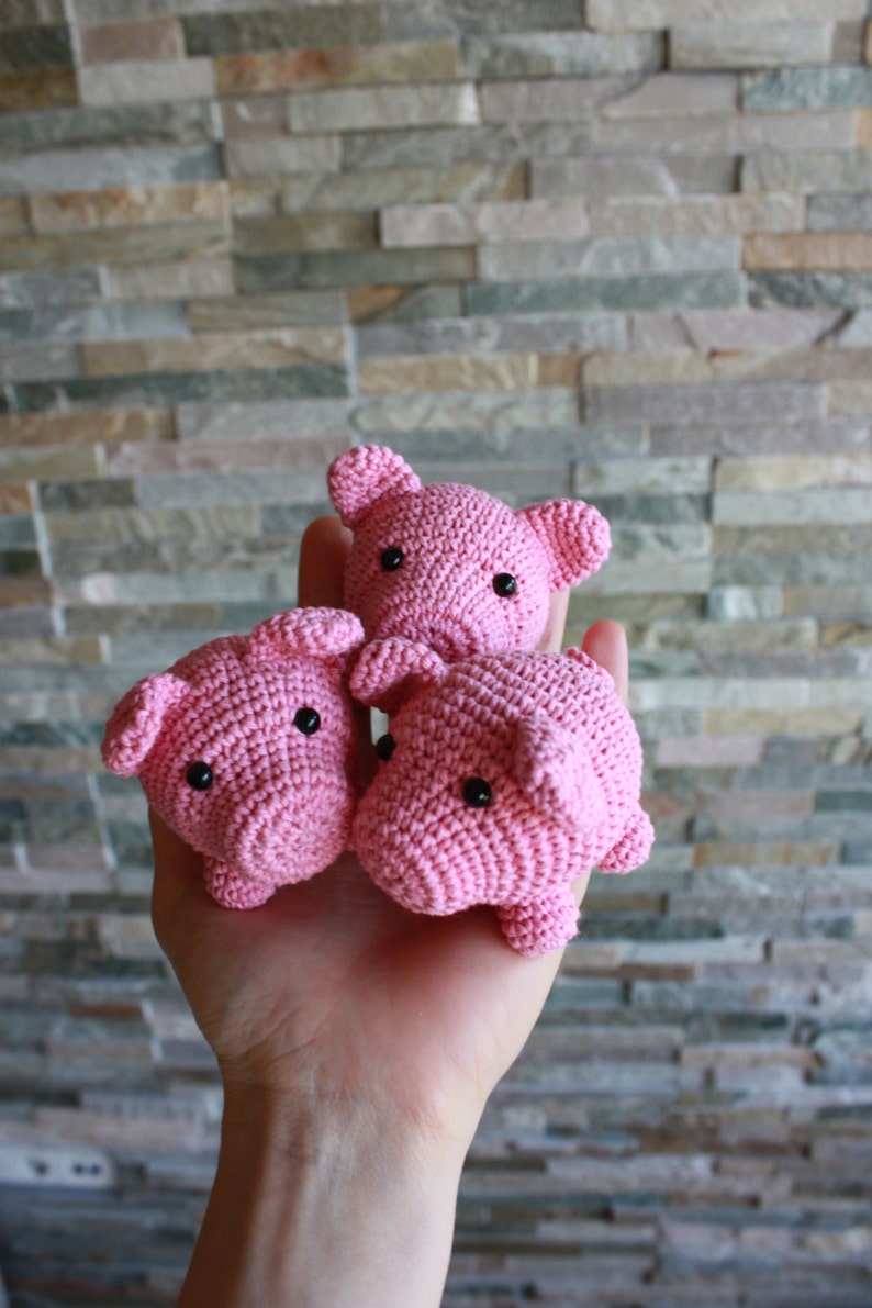 Easy Amigurumi Pig PATTERN, Small Crochet Piglet, Piggy Toy PDF Tutorial, in English, Instant Download, Printable, Video Tutorial image 1