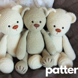 Crochet Bear PATTERN, Classic Amigurumi Teddy Bear Toy Tutorial, Lucas the Teddy, Video Tutorials, Printable PDF, In English