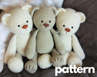 Crochet Bear PATTERN, Classic Amigurumi Teddy Bear Toy Tutorial, Lucas the Teddy, Video Tutorials, Printable PDF, In English