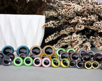 Set no. 2, 16 Pairs of Hand Painted Safety Eyes, 10mm, 12mm, 15mm, 21mm, for Amigurumi, Plushes, Handmade Toys