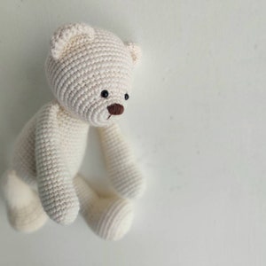 classic white vintage style crochet amigurumi teddy bear