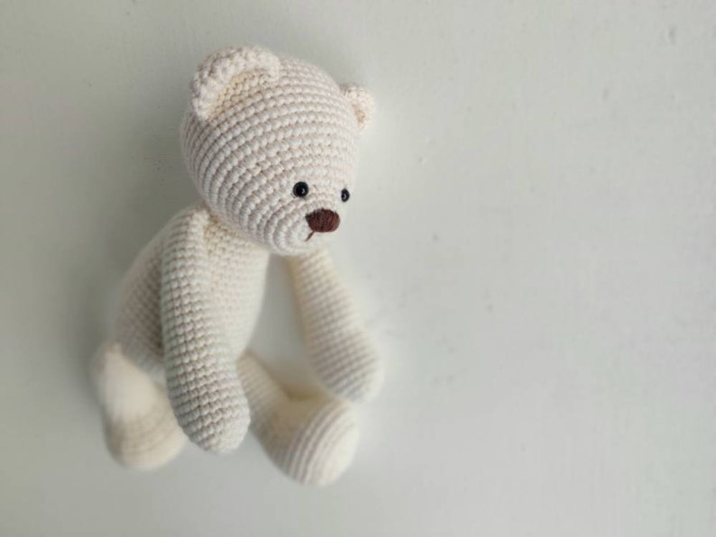 classic white vintage style crochet amigurumi teddy bear