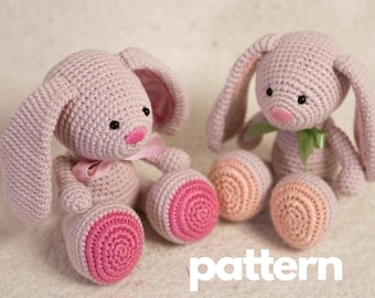 Schema all'uncinetto per coniglietto, tutorial PDF per coniglietto amigurumi, schema scritto con foto, download immediato, in inglese