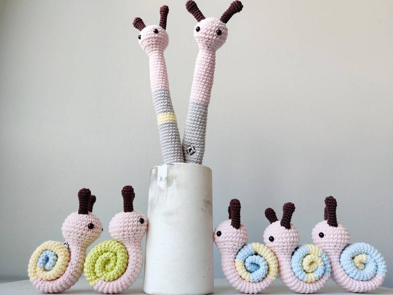 Fun Snail PATTERN, Colorful Crochet Toy, Amigurumi Tutorial, Printable PDF, In English, in French, Printable image 6