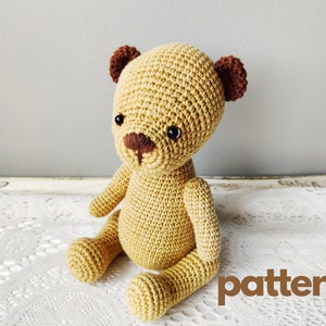 Crochet Teddy Bear Toy PATTERN, Jointed, Tutorial in English, Instant Download, Printable
