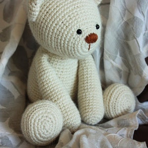 classic white vintage style crochet amigurumi teddy bear