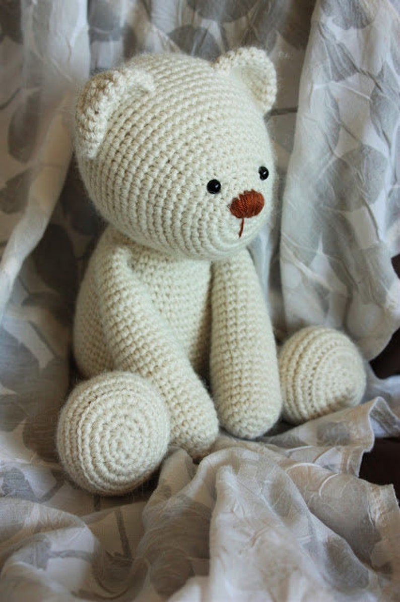 classic white vintage style crochet amigurumi teddy bear