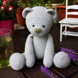 classic handmade vintage style crochet amigurumi teddy bear