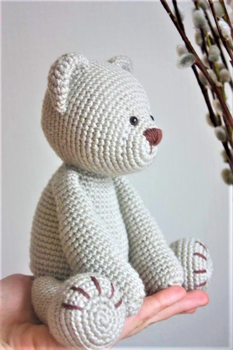 Crochet Bear PATTERN, Classic Amigurumi Teddy Bear Toy Tutorial, Lucas the Teddy, Video Tutorials, Printable PDF, In English image 6