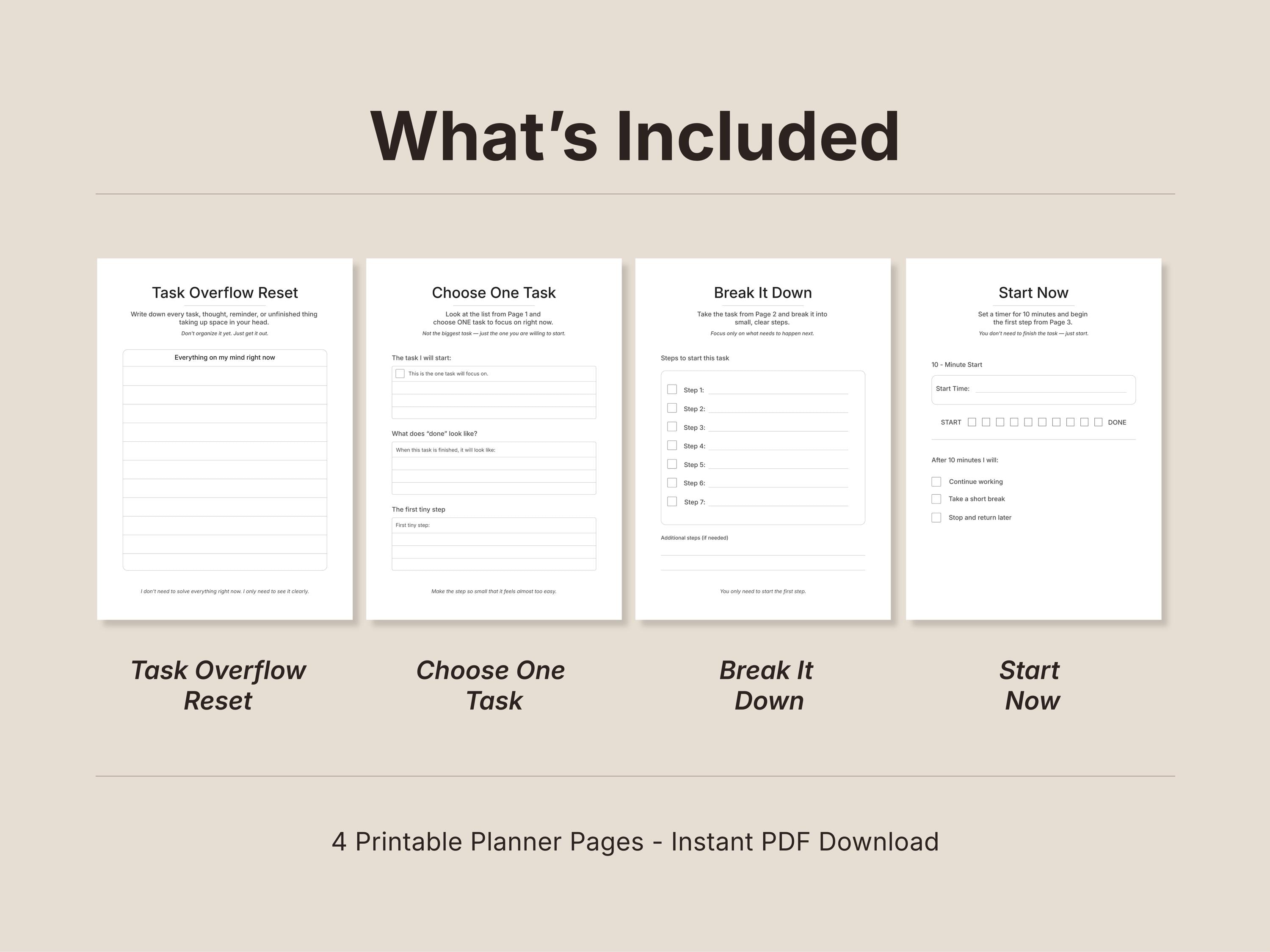 ADHD Task Starter Kit Printable, Executive Dysfunction Planner, Task ...