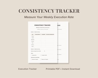 Consistency Tracker Printable PDF, Weekly Habit Tracker for ADHD, Task Completion Planner, Productivity Worksheet Instant Download