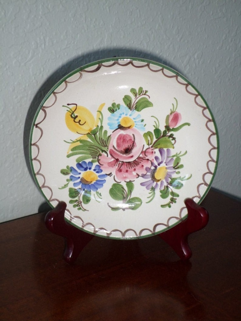 Ulmer/KERAMIK/250/1 German Hand Painted/FLORAL/Wall Plate/Vintage/Germany Mojalica Dish/Bowl image 1