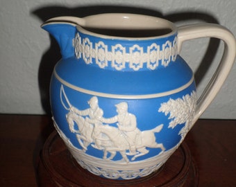 Copeland "Hunt" Very Old Creamer/Pitcher/SPODE/JASPERWARE/ENGLAND/Blue White