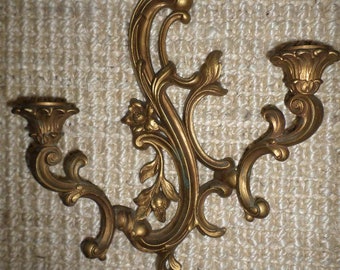 Homeco Gold Tone Wall Double CANDLEOBRA/SYROCO/VINTAGE