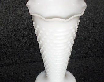 Hobnail MILK GLASS VASE/Vintage/White Vase/Three Avalable