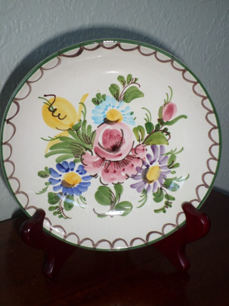 Ulmer/KERAMIK/250/1 German Hand Painted/FLORAL/Wall Plate/Vintage/Germany Mojalica Dish/Bowl image 3