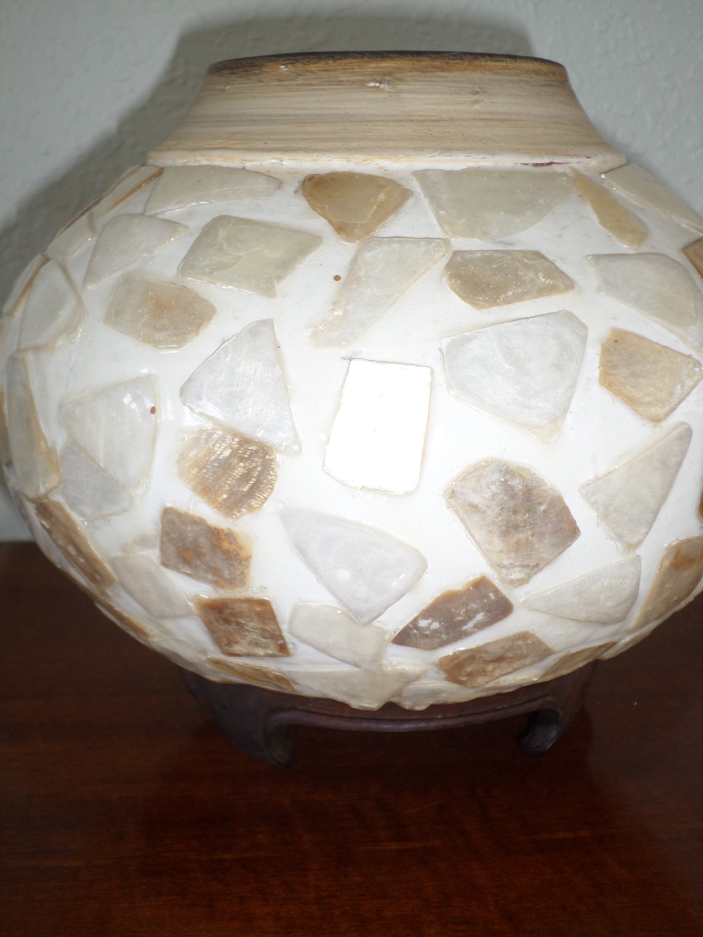 Capiz Shell Round Vase Phillapines Clay Vintage Etsy France