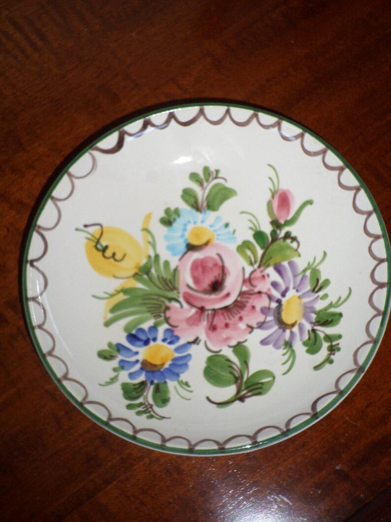 Ulmer/KERAMIK/250/1 German Hand Painted/FLORAL/Wall Plate/Vintage/Germany Mojalica Dish/Bowl image 2