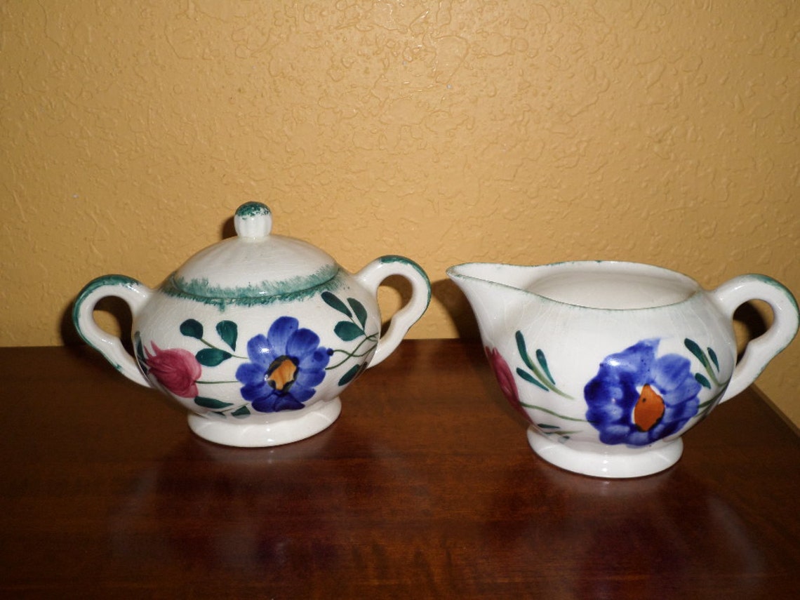 Sugar Creamer/SET/Blue Ridge/ SOUTHERN POTTERIES/Pom Pom Etsy