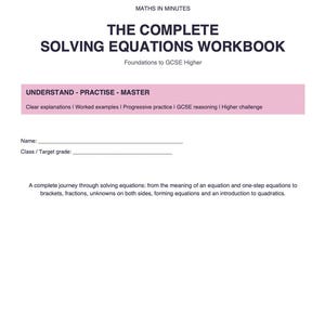Arbetsbok för ekvationslösning | Repetition för GCSE-matte, KS3-övning (digitalt)