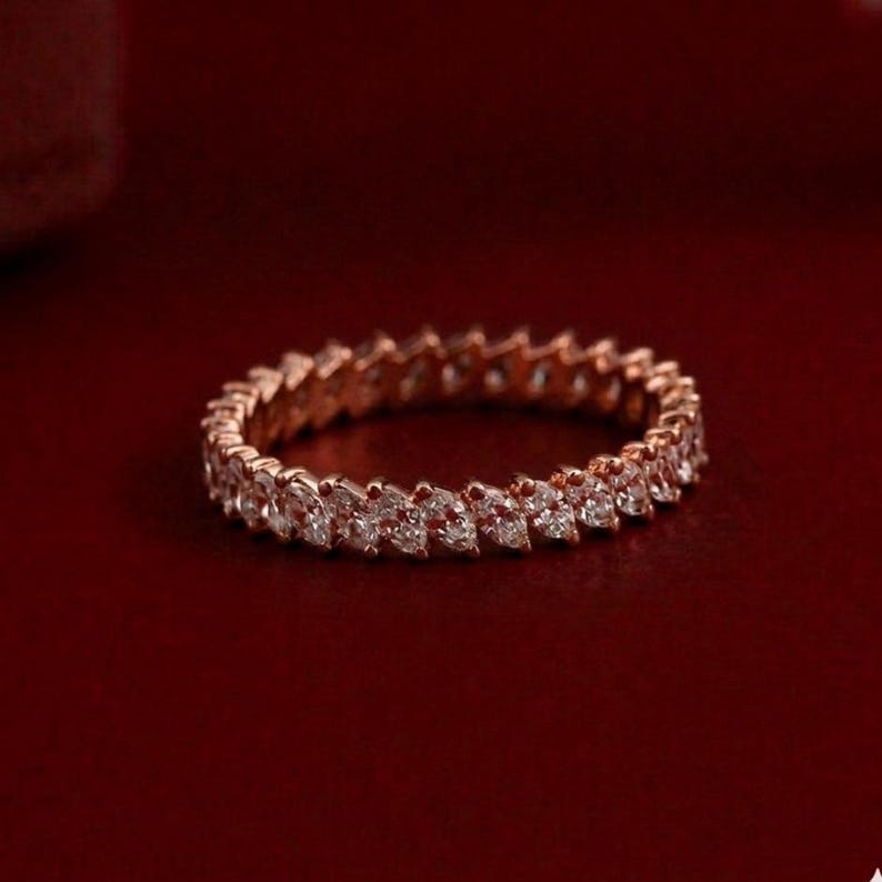 Marquise Cut Lab Grown Diamond Full Eternity Band, 14K Yellow Gold CVD ...