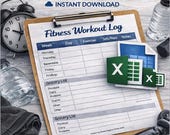 Fitness Workout Log Printable Editable PDF Digital Download