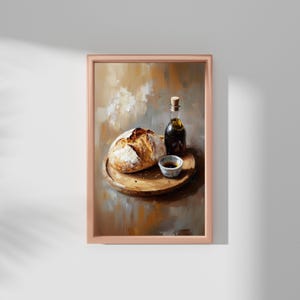 Lámina con pintura al óleo de pan de masa madre artesanal: decoración rústica para la pared de la cocina italiana (descarga digital)