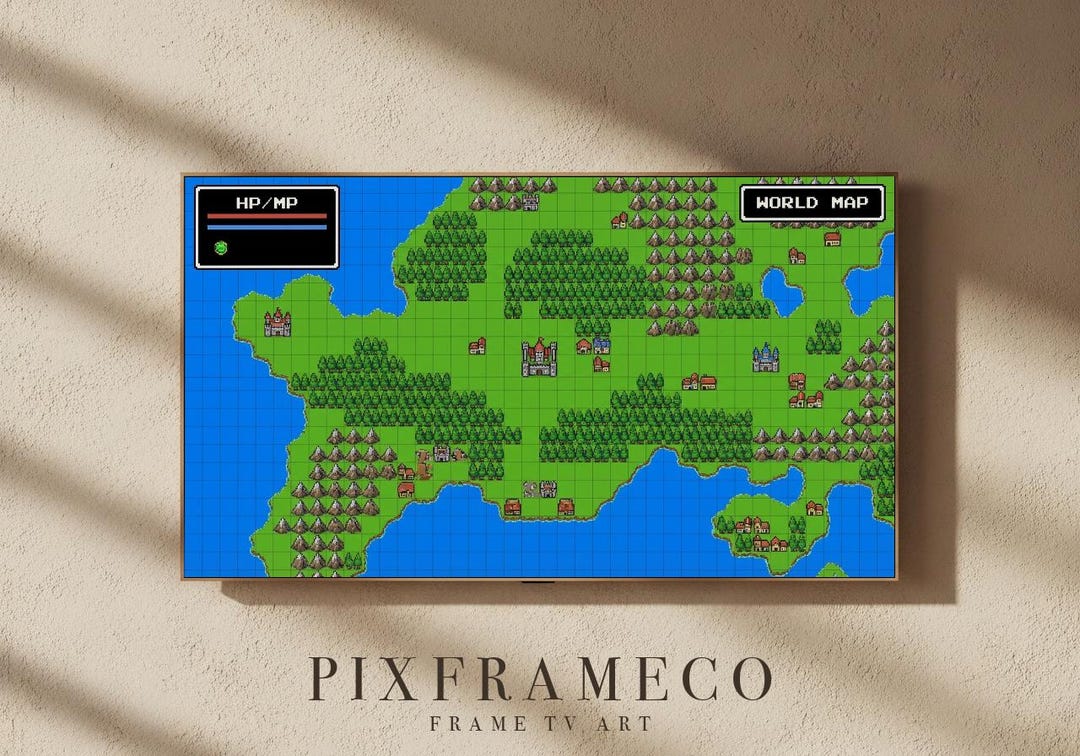 The Overworld Chronicles – Retro RPG Map Pixel Art | 4K Frame TV Decor ...