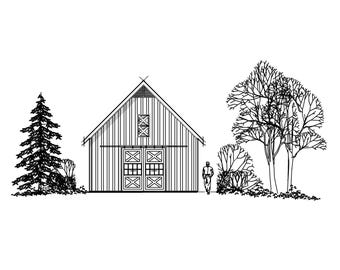 Plano de garaje-taller de 10,9 m x 4,8 m, 54 m². Coche, jardín, trastero, herramientas, bricolaje, taller.