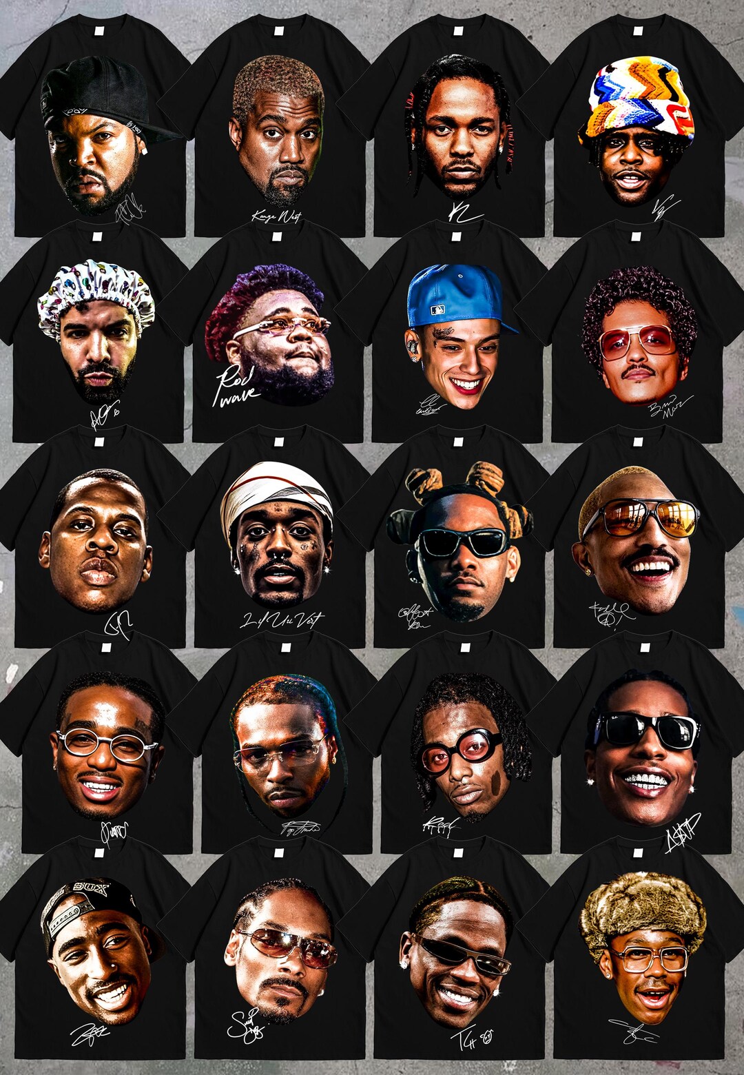 Top 20 Rapper Big Face PNG Bundle – Streetwear & Bootleg T-shirt ...