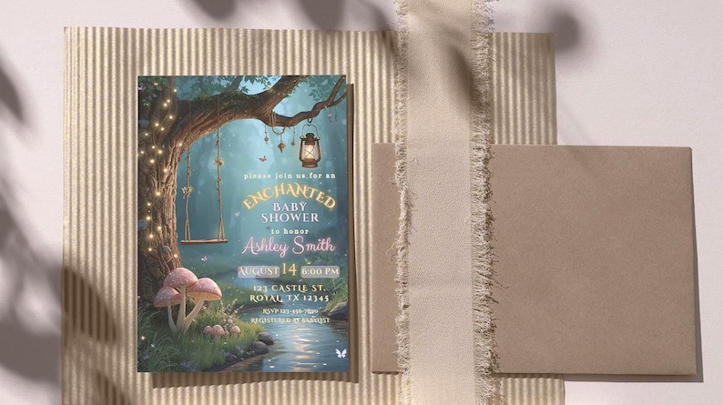 ✨ Enchanted Forest Baby Shower Invitation ✨Editable Canva Template • Instant Download