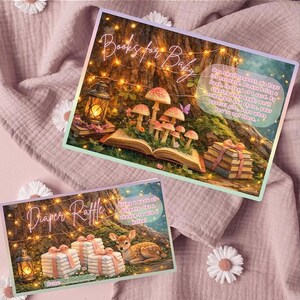 Enchanted Forest Baby Shower Invitation, Diaper Raffle, Books for Baby Bundle Diaper Raffle Insert Card, Books for Baby Insert Card, Matching Enchanted Forest Theme