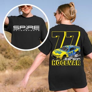 Camiseta de motociclismo Carson Hocevar Spire, camiseta gráfica de carreras de NASCAR, camiseta vintage de colores cómodos de NASCAR, ropa para fanáticos de la serie NASCAR