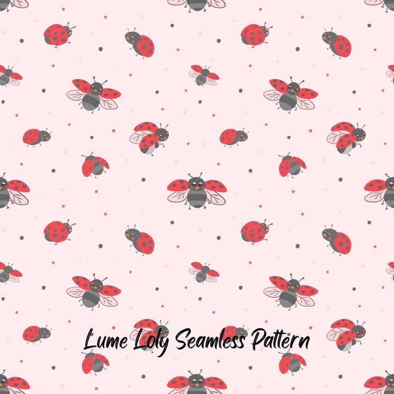 Ladybugs Seamless Pattern, Hand-drawn Kids Bug Design (digital PNG) - Etsy