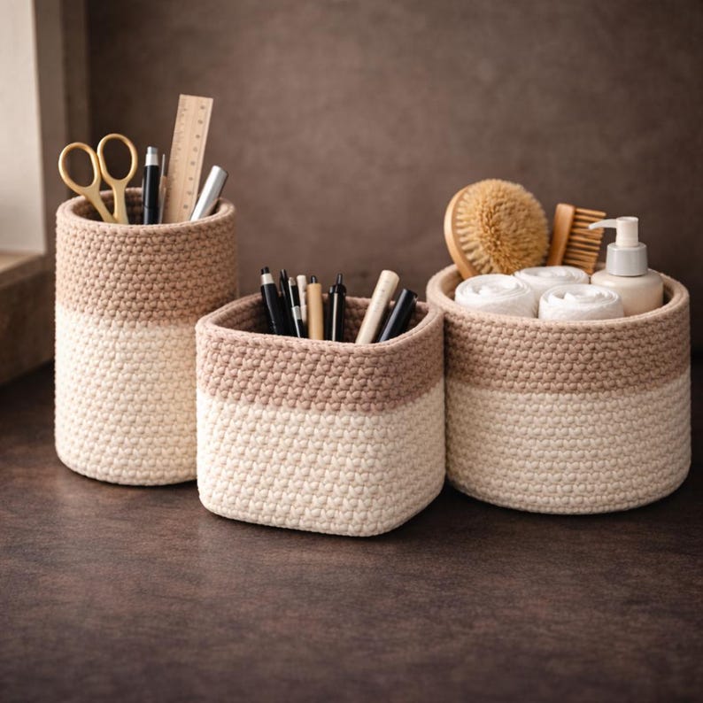 Crochet Organizer Basket Pattern Bundle | 3 Beginner Friendly Storage ...