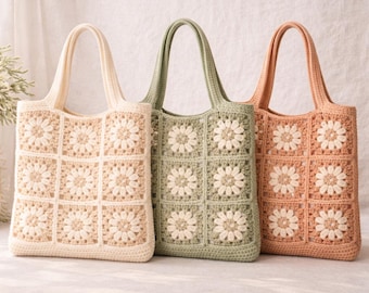 Granny Square Market Tote Bag Crochet Pattern