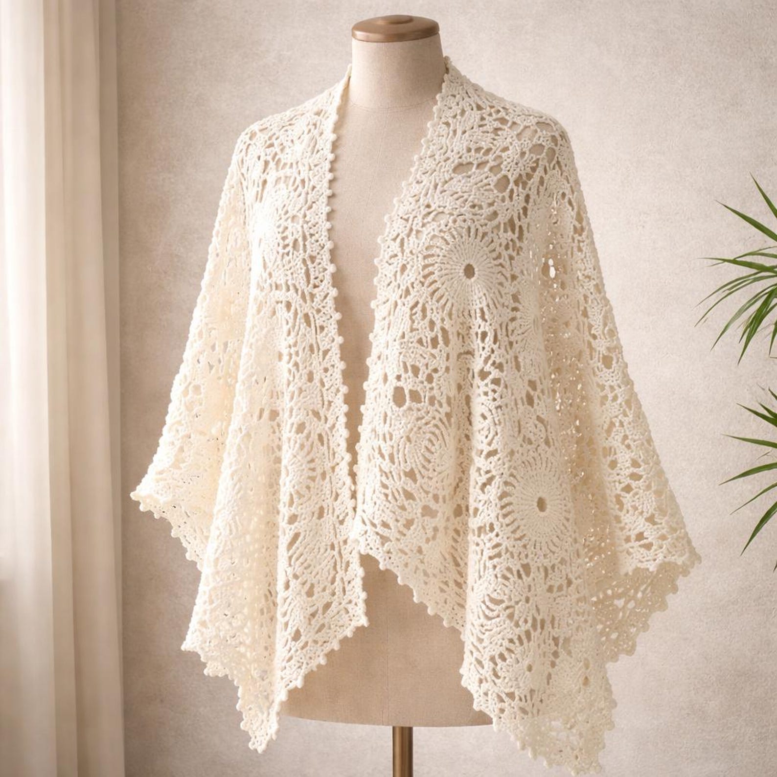Crochet Lace Shawl Pattern | Circular Motif Wrap PDF | Elegant Bridal ...