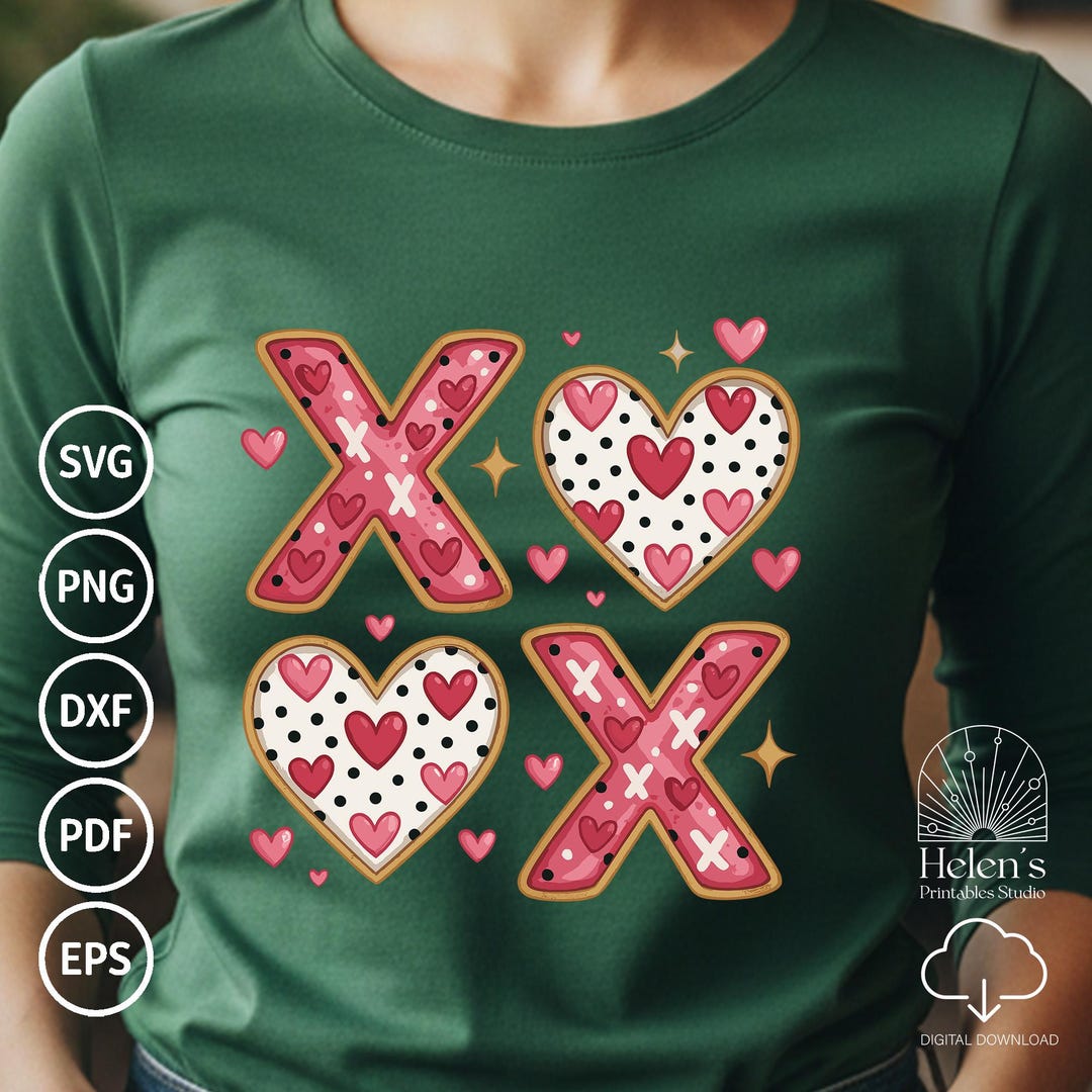Valentine XOXO SVG PNG, Heart Cookie Shirt Design, Retro Valentines Day ...