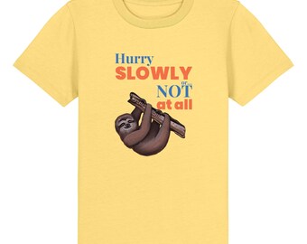 Organic Cotton Kids T-Shirt with Endangered Sloth Illustration I Eco-Friendly and Educational Clothing for Children